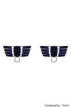 Bordelle Lingerie - Webbed Garters Strumpfband Set - Navy Blue