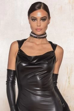 Patrice Catanzaro - Gaelle Wetlook Robe - Schwarz -Unterwäsche Rabatt CATANZARO GAELLE ROBE LONGUE 4 1280x1280