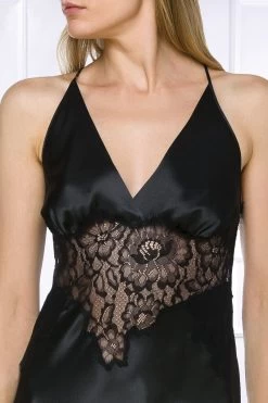 Coemi - Ayana Satin Nachthemd (lang) - Schwarz