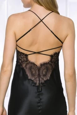 Coemi - Ayana Satin Nachthemd (lang) - Schwarz -Unterwäsche Rabatt COEMI AYANA LONG NEGLIGEE BLACK 6 1280x1280