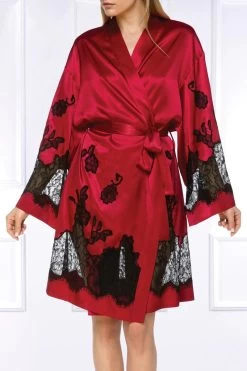 Coemi - Ayana Satin Kimono - Rot