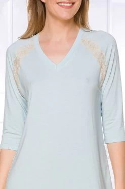 Coemi - Irma Micromodal Nachthemd - Hellblau -Unterwäsche Rabatt COEMI IRMA NIGHTDRESS LONG SLEEVES 222C801 CELESTE 1 1280x1280