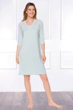 Coemi - Irma Micromodal Nachthemd - Hellblau -Unterwäsche Rabatt COEMI IRMA NIGHTDRESS LONG SLEEVES 222C801 CELESTE 5 1280x1280