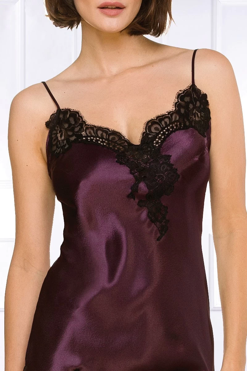Coemi - Jemma Satin Negligé - Damson/Schwarz 6 Coemi - Jemma Satin Negligé - Damson/Schwarz – Bild 6