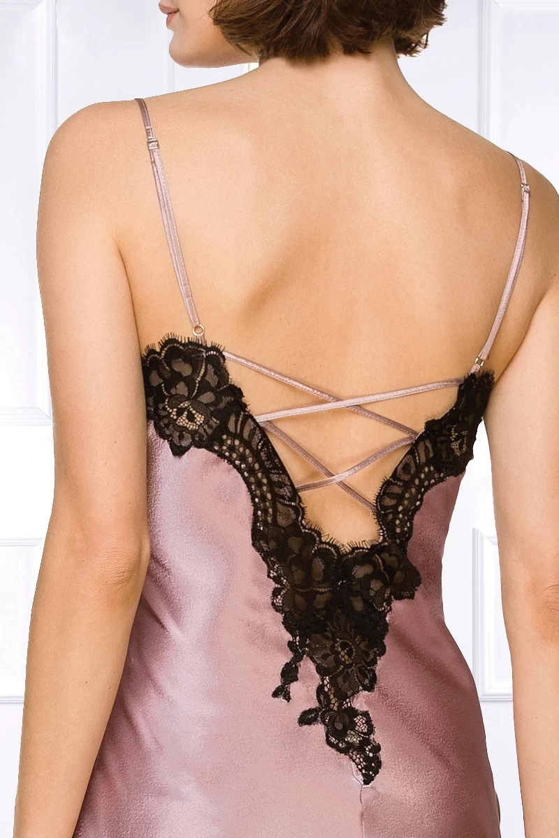 Coemi - Jemma Satin Neglige - Dusty Pink/Schwarz 7 Coemi - Jemma Satin Neglige - Dusty Pink/Schwarz – Bild 7