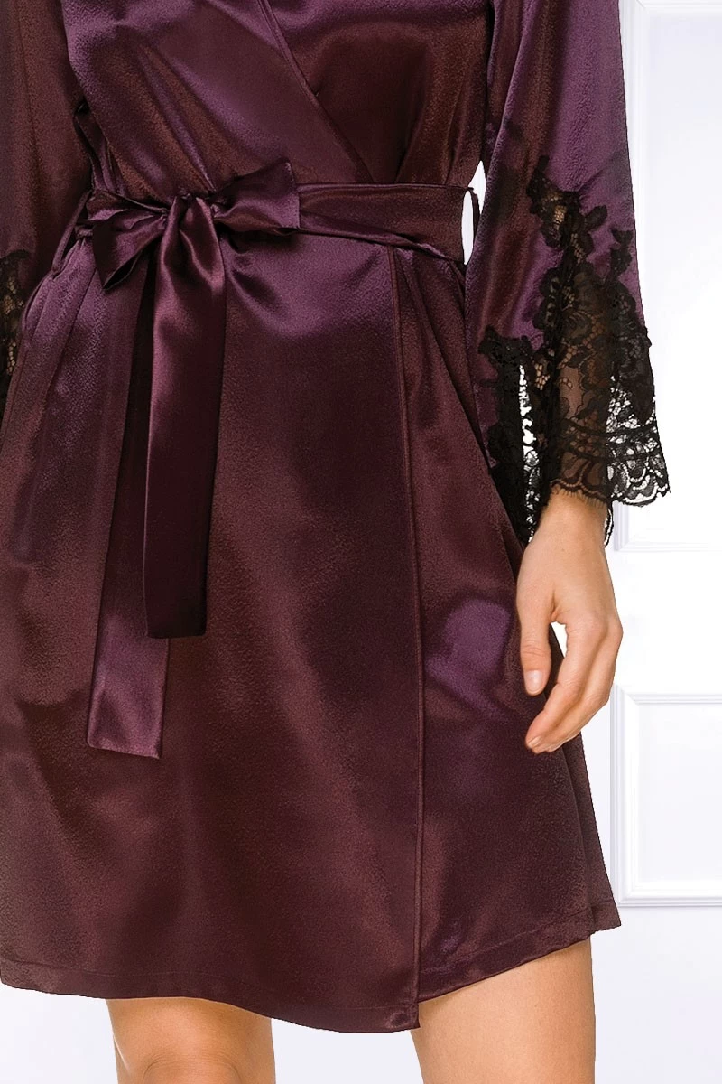 Coemi - Jemma Satin Kimono - Damson/Schwarz 3 Coemi - Jemma Satin Kimono - Damson/Schwarz – Bild 3