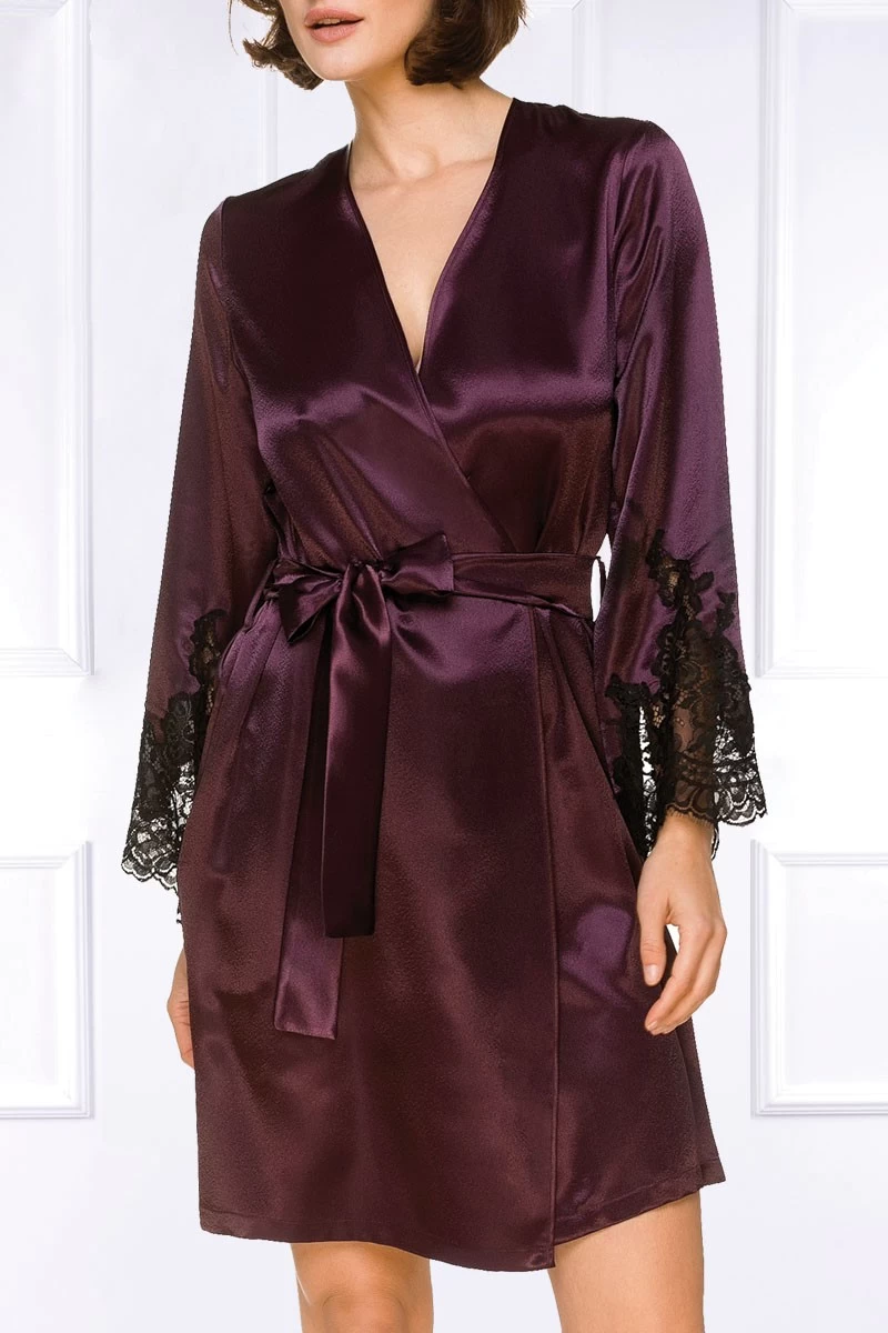 Coemi - Jemma Satin Kimono - Damson/Schwarz 1 Coemi - Jemma Satin Kimono - Damson/Schwarz