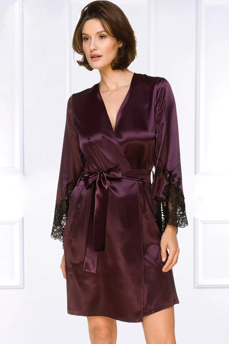 Coemi - Jemma Satin Kimono - Damson/Schwarz 5 Coemi - Jemma Satin Kimono - Damson/Schwarz – Bild 5