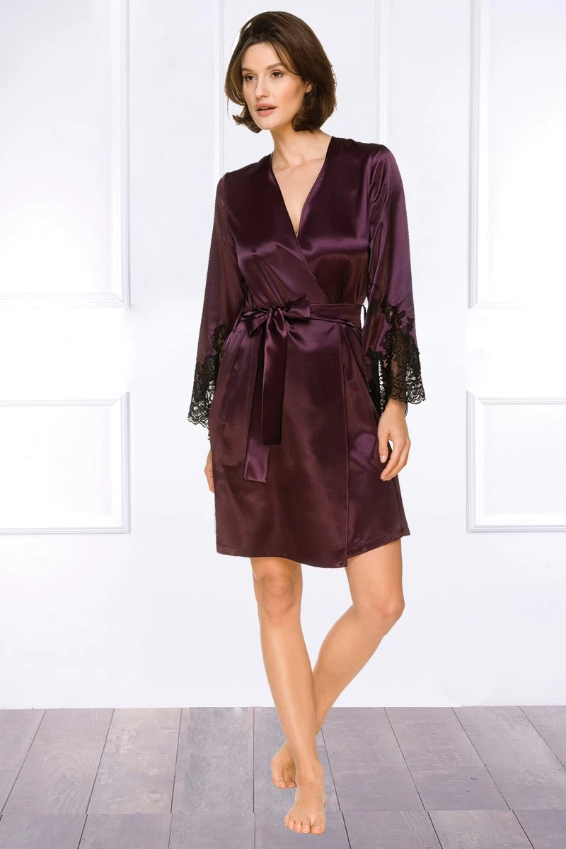 Coemi - Jemma Satin Kimono - Damson/Schwarz 8 Coemi - Jemma Satin Kimono - Damson/Schwarz – Bild 8
