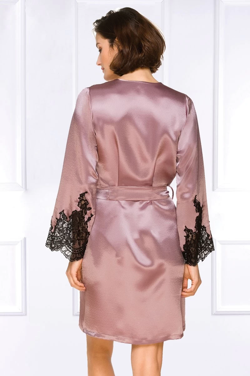 Coemi - Jemma Satin Kimono - Dusty Pink/Schwarz 4 Coemi - Jemma Satin Kimono - Dusty Pink/Schwarz – Bild 4