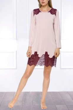 Coemi - Soul Langarm Nachthemd - Rosa -Unterwäsche Rabatt COEMI SOUL LONG SLEEVE NIGHTDRESS ROSE CLOUD WINE 3 1280x1280