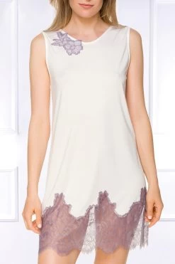 Coemi - Tia Micromodal Nachthemd - Champagner -Unterwäsche Rabatt COEMI TIA SHORT NIGHTDRESS NO SLEEVES CREAM LAVENDER 5 1280x1280