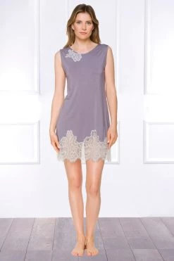Coemi - Tia Micromodal Nachthemd - Lavendel -Unterwäsche Rabatt COEMI TIA SHORT NIGHTDRESS NO SLEEVES LAVENDER CREAM 5 1280x1280