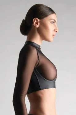 Maison Close - Chambre Noire Bolero Top - Wetlook Schwarz 12 Maison Close - Chambre Noire Bolero Top - Wetlook Schwarz -Unterwäsche Rabatt MAISON CLOSE CHAMBRE NOIRE TOP LONG SLEEVES 4 1280x1280