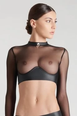 Maison Close - Chambre Noire Bolero Top - Wetlook Schwarz 13 Maison Close - Chambre Noire Bolero Top - Wetlook Schwarz -Unterwäsche Rabatt MAISON CLOSE CHAMBRE NOIRE TOP LONG SLEEVES 8 1280x1280