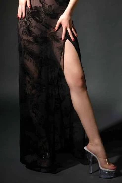 Patrice Catanzaro - Cygne Party Kleid - Schwarz -Unterwäsche Rabatt MAISON CLOSE CYGNE LONG MESH DRESS 2 1280x1280