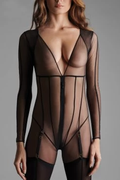 Maison Close - L Amoureuse Catsuit Ouvert - Schwarz -Unterwäsche Rabatt MAISON CLOSE L AMOUREUSE STIRR UP CATSUIT WITH ZIPPER BLACK 11 1280x1280