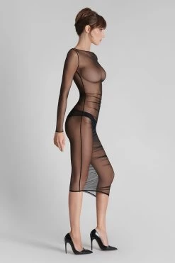 Maison Close - Nuit Fauve Midi Dress - Schwarz -Unterwäsche Rabatt MAISON CLOSE NUIT FAUVE LONG SLEEVE MIDI DRESS 5 1280x1280