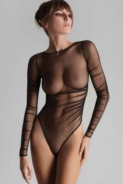 Maison Close - Nuit Fauve Langarm Stringbody - Schwarz