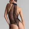 Maison Close - Nuit Fauve Plissierter Stringbody - Schwarz