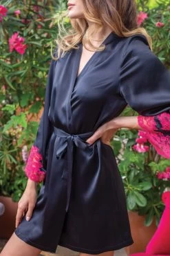 Marjolaine - Seiden Kimono - Schwarz