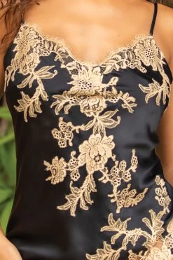 Marjolaine - Ava Seiden Negligé - Schwarz/Beige -Unterwäsche Rabatt MARJOLAINE PHENIX SEIDEN NEGLIGEE BLACK BEIGE 4 1280x1280