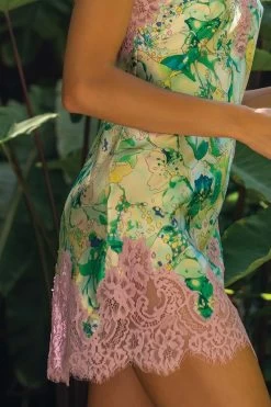 Marjolaine - Rosalie Seiden Negligee - Mehrfarbig -Unterwäsche Rabatt MARJOLAINE ROSALIE COMBINETTE 4ROS0104 IMPRIME LAGON 6 1280x1280