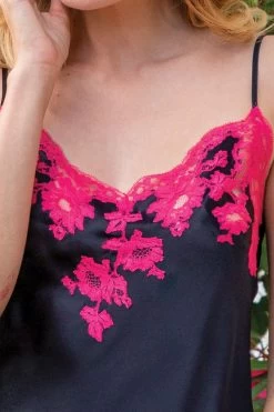 Marjolaine - Seiden Negligee - Schwarz -Unterwäsche Rabatt MARJOLAINE SEIDEN NEGLIGEE 3MAR0101 NOIR FRAMBOISE 4 1280x1280