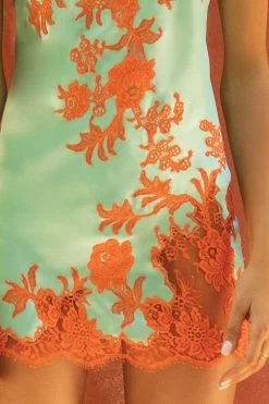 Marjolaine - Charlotte Seiden Slip Dress - Türkis/Koralle -Unterwäsche Rabatt MARJOLAINE SILK SLIP DRESS CHARLOTTE TUERKIS KORALLE 7 1280x1280