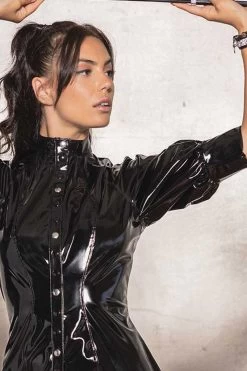 Maison Catanzaro - Crepuscule Vinyl Kleid - Schwarz -Unterwäsche Rabatt Maison Catanzaro Crepuscule Black Vinyl Robe 4 1280x1280