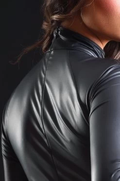 Maison Catanzaro - Lexi Wetlook Kleid - Schwarz -Unterwäsche Rabatt PATRICE CATANZARO LEXI ROBE WETLOOK BLACK 7 1280x1280