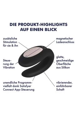 Satisfyer - Double Joy Paarvibrator - Schwarz -Unterwäsche Rabatt SATISFYER DOUBLE JOY BLACK 1 1280x1280