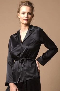 Marjolaine - Seiden Pyjama Set - Schwarz