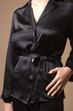 Marjolaine - Seiden Pyjama Set - Schwarz -Unterwäsche Rabatt marjolaine seiden pyjama soie unie schwarz oleanda 5 1280x1280