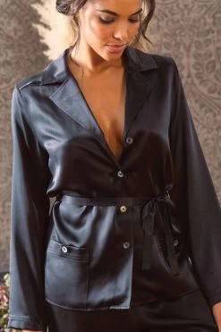 Marjolaine - Seiden Pyjama Set - Schwarz -Unterwäsche Rabatt marjolaine seiden pyjama soie unie schwarz oleanda 8 1280x1280